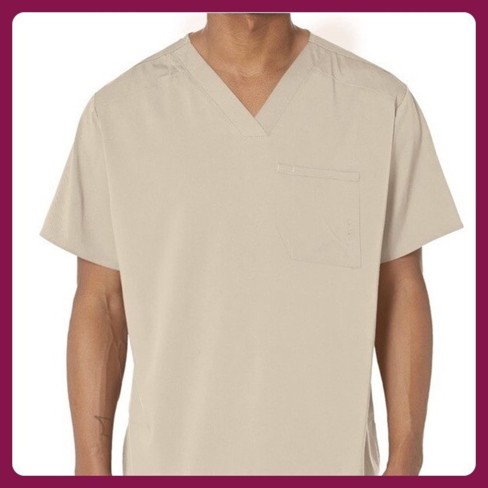 New W/Tags Wonderwink Pro Mens Tan/Beige Scrub Top Size 5XL Soft Modern Fit‎